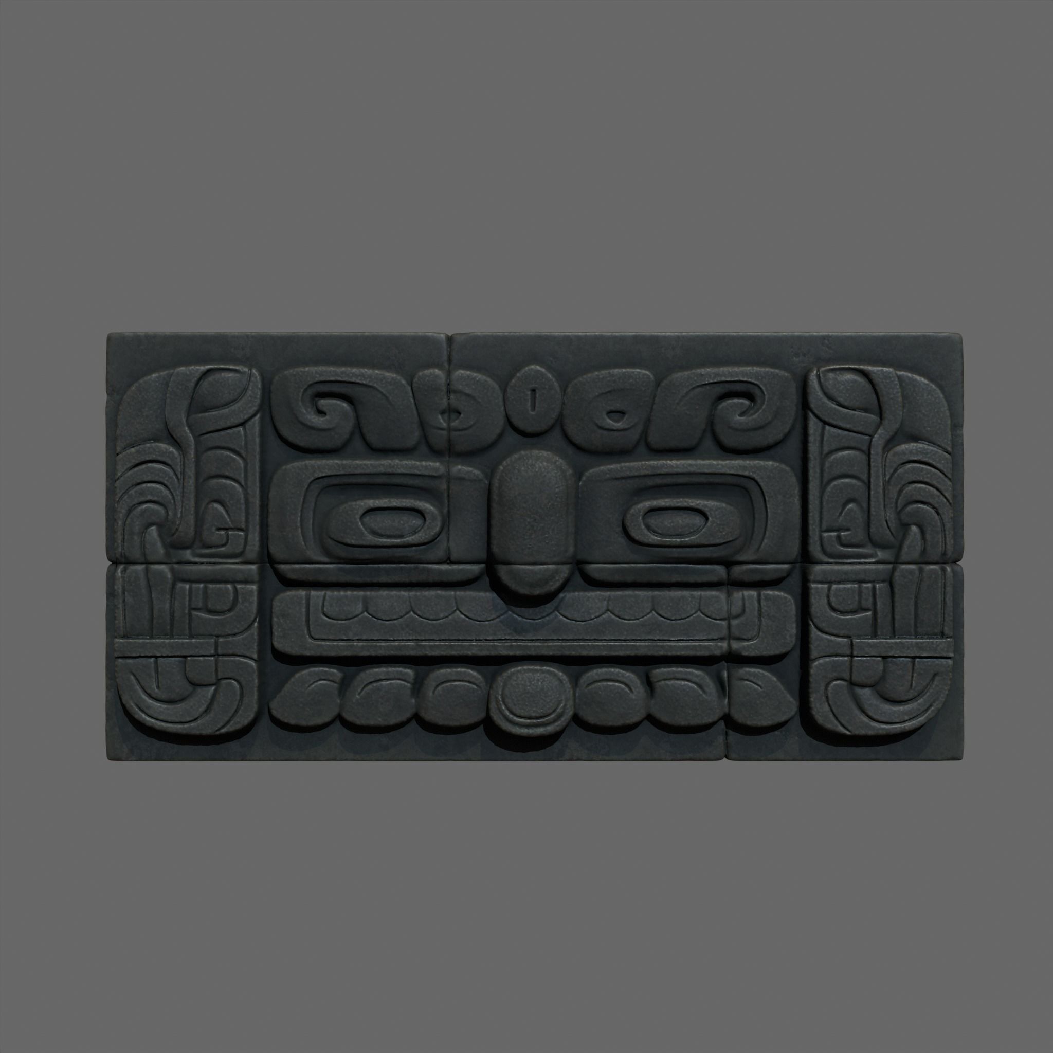 Low poly Black Mayan Temple Wall 230731 Low-poly 3D model_16