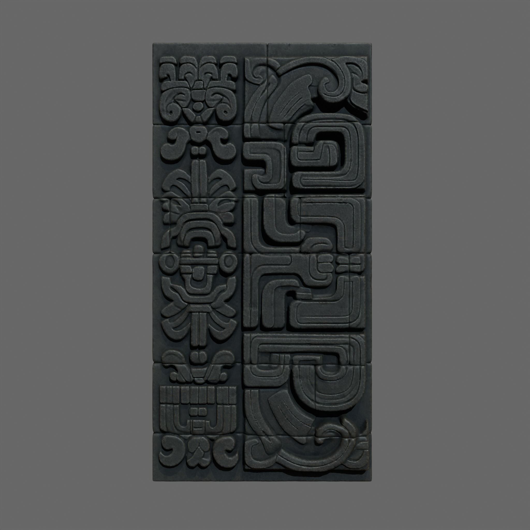 Low poly Black Mayan Temple Wall 230731 Low-poly 3D model_7