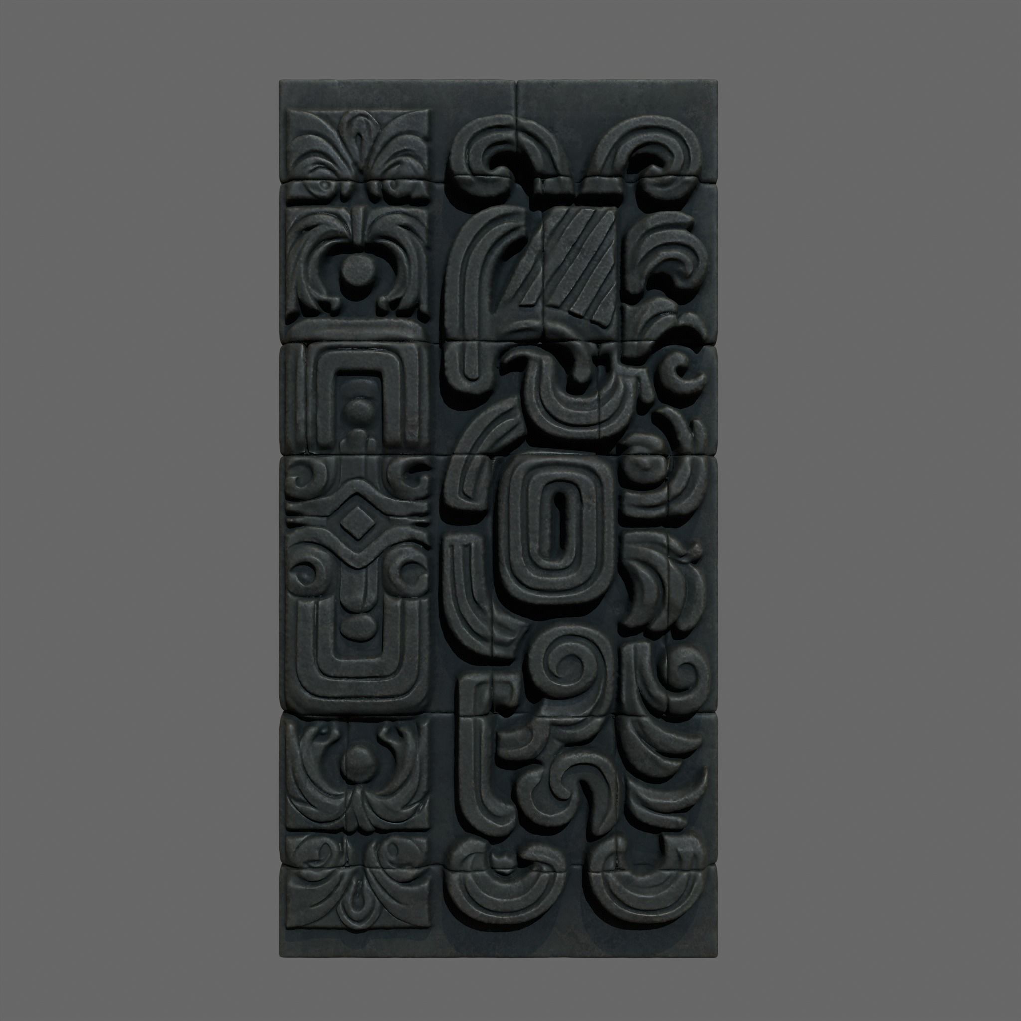 Low poly Black Mayan Temple Wall 230731 Low-poly 3D model_8