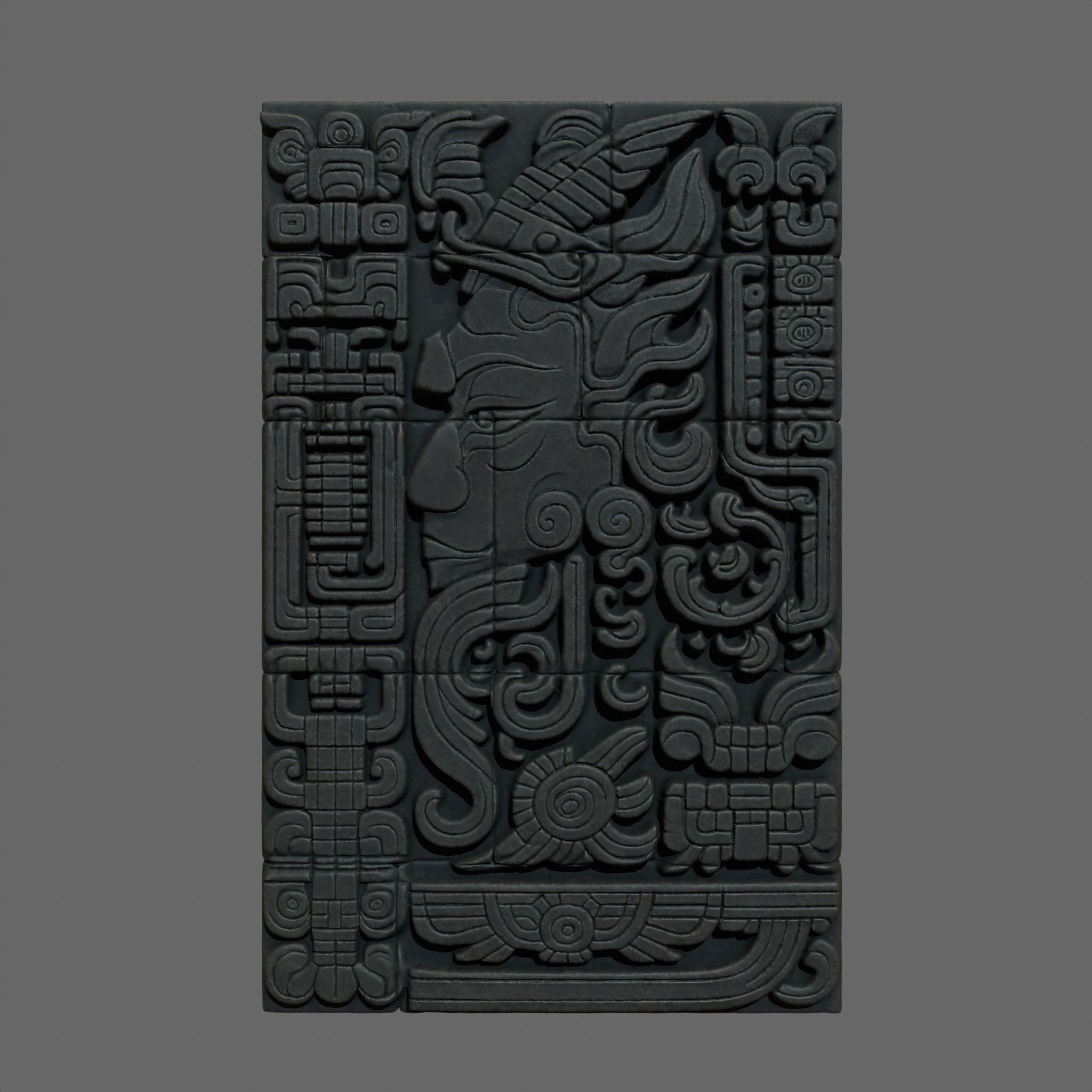 Low poly Black Mayan Temple Wall 230731 Low-poly 3D model_10