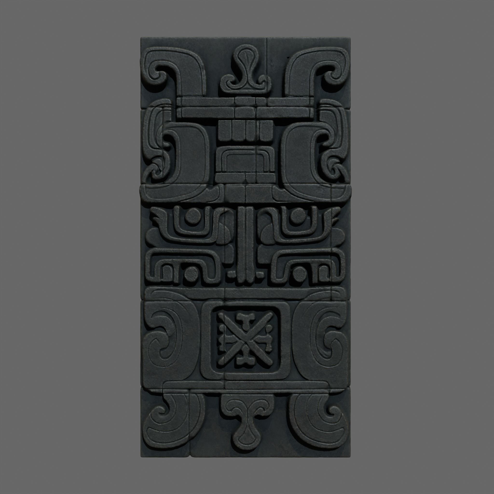 Low poly Black Mayan Temple Wall 230731 Low-poly 3D model_6