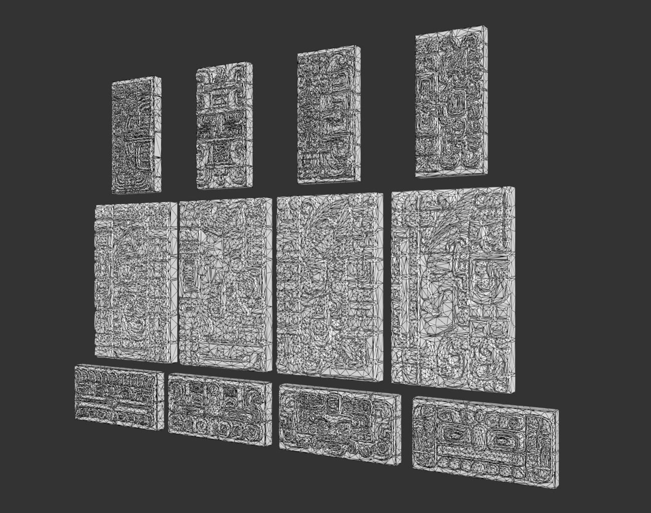 Low poly Black Mayan Temple Wall 230731 Low-poly 3D model_4