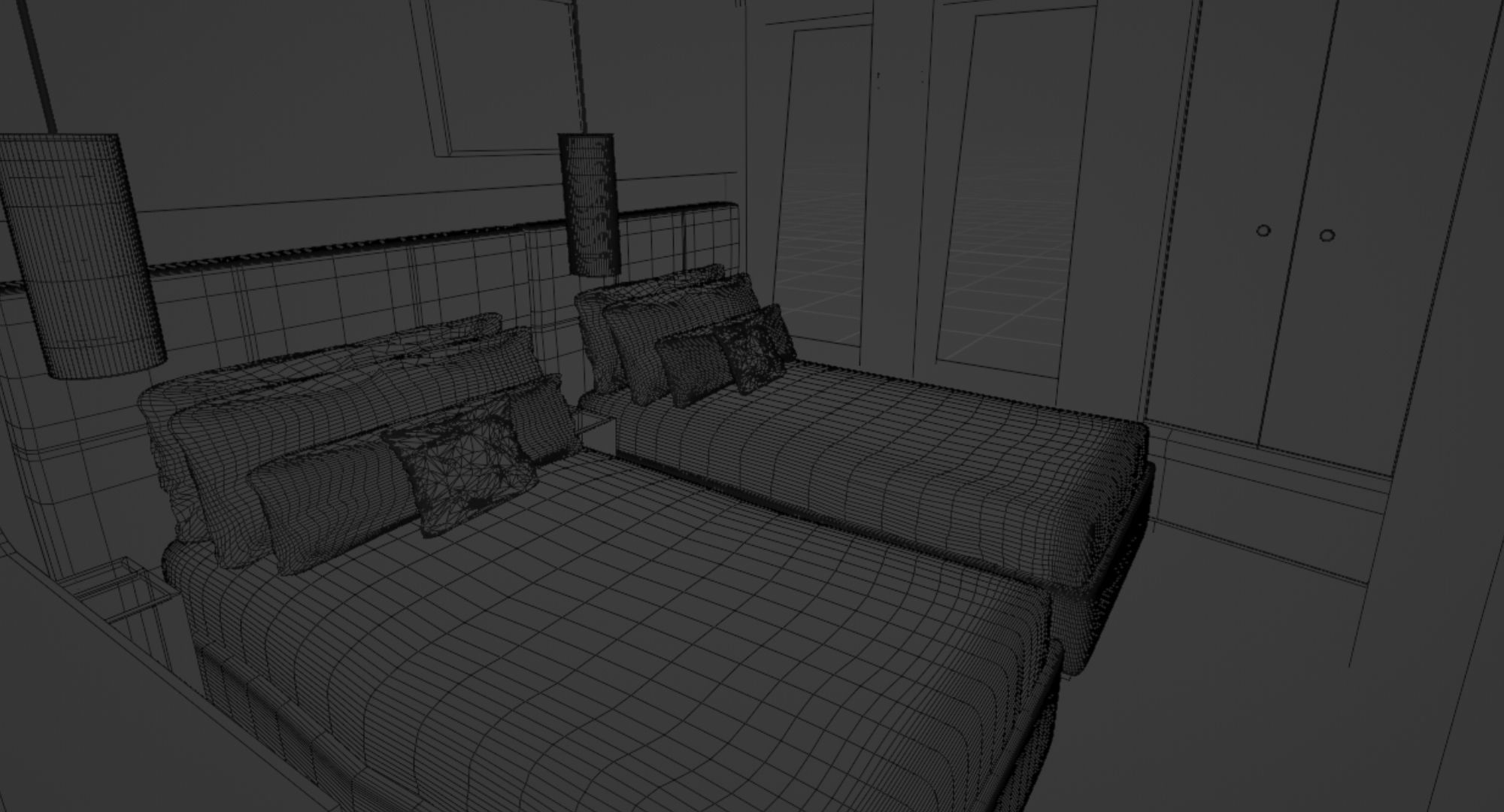 Hotel Room - Bedroom Low-poly 3D model_5