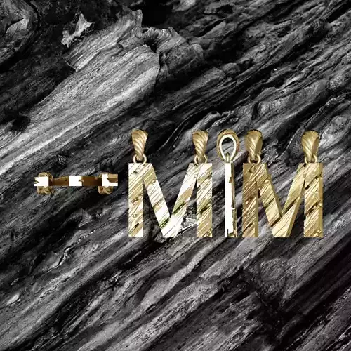 M Letter Alphabet Wooden Texture Pendant 3D Print Model