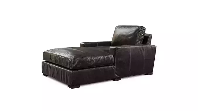 Maxwell Black Leather Chaise 3D model