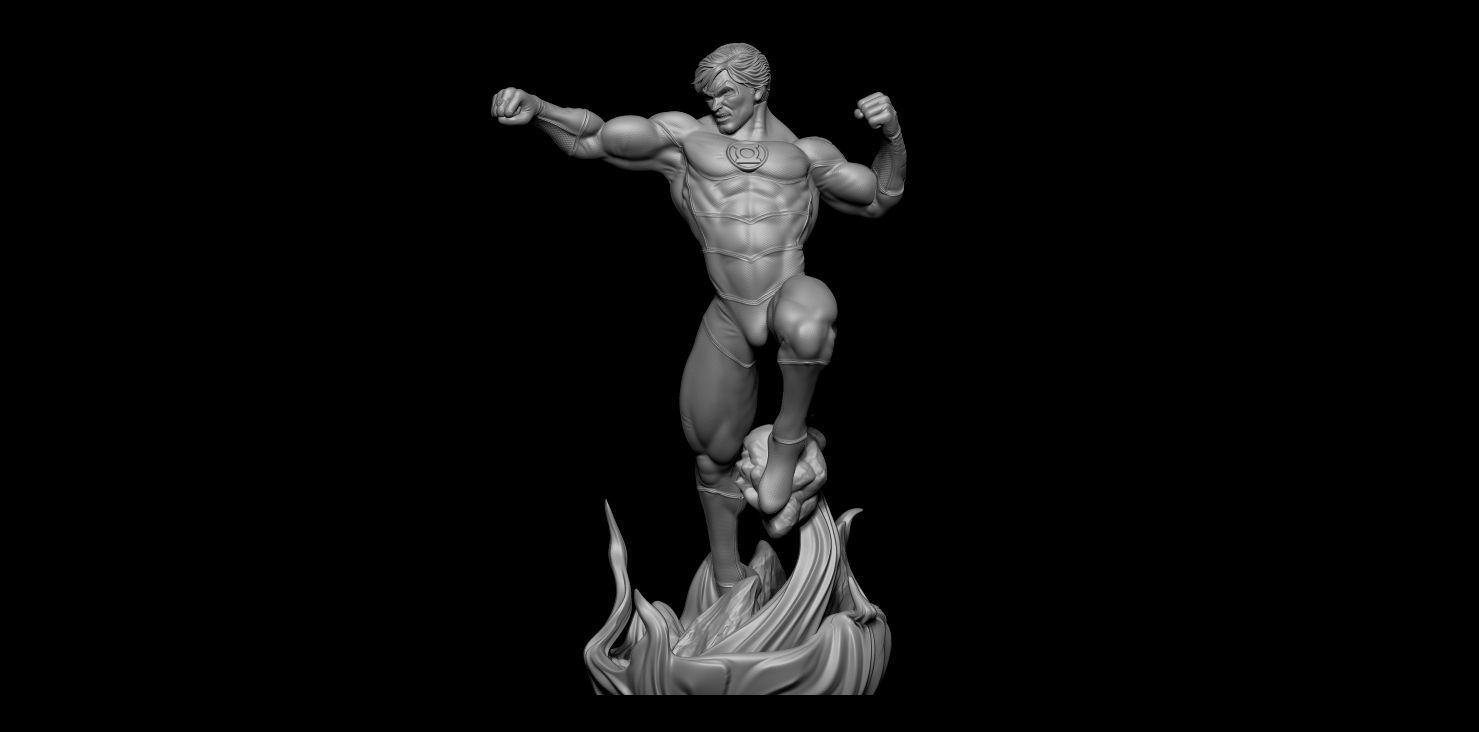Fan Art Green Lantern Hal Jordan - Action Pose - Statue 3D print model_6