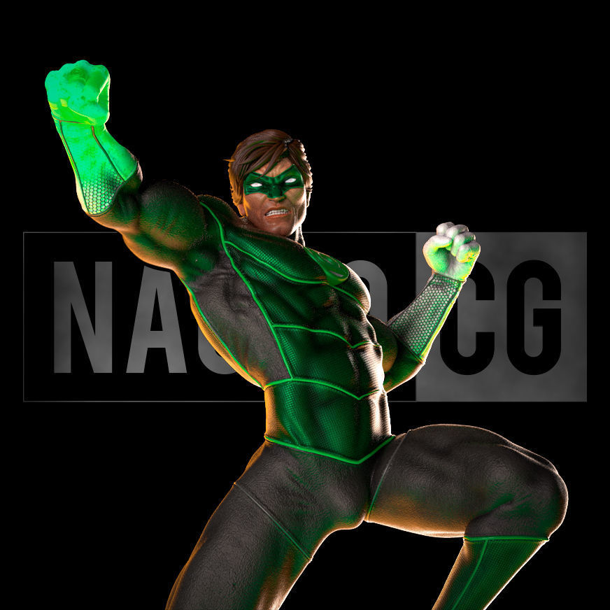 Fan Art Green Lantern Hal Jordan - Action Pose - Statue 3D print model_1