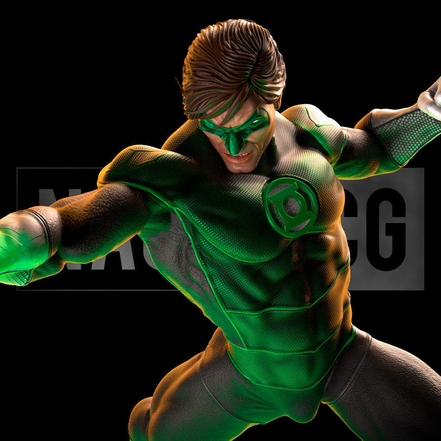 Fan Art Green Lantern Hal Jordan - Action Pose - Statue 3D print model_3