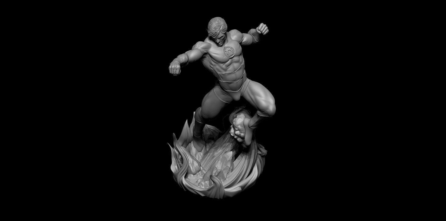 Fan Art Green Lantern Hal Jordan - Action Pose - Statue 3D print model_8