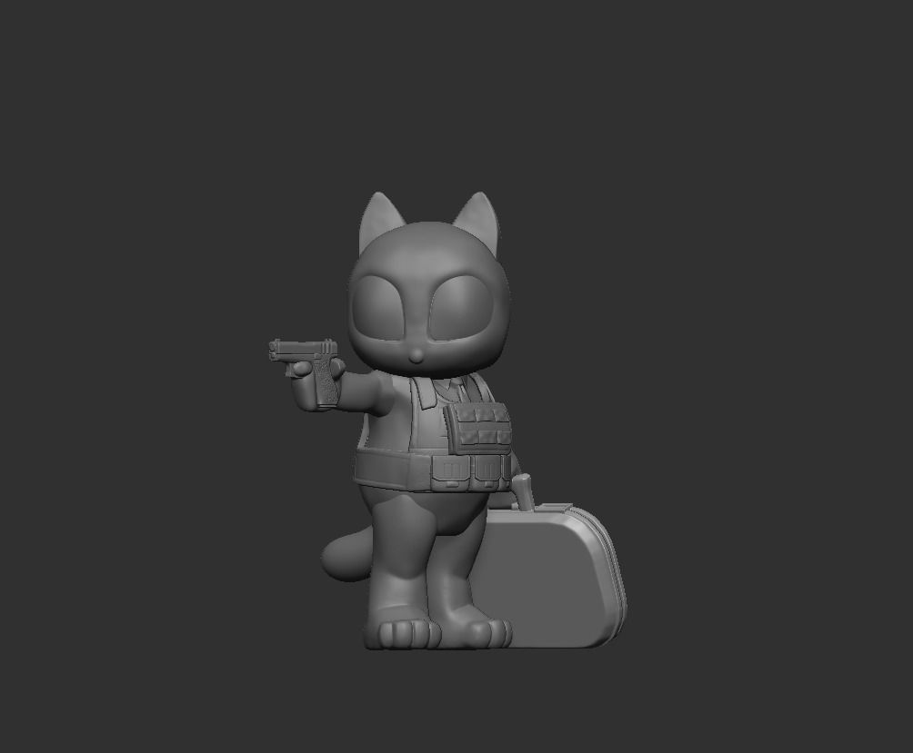 The  Lucky Rob Cat with Glock 3D print model_3