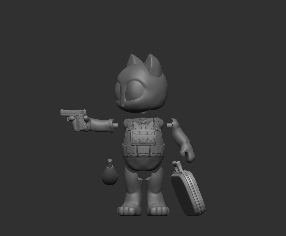 The  Lucky Rob Cat with Glock 3D print model_7