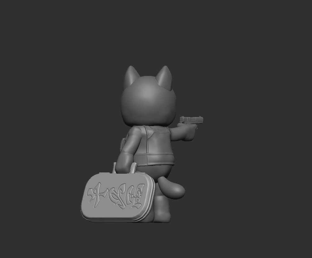 The  Lucky Rob Cat with Glock 3D print model_5