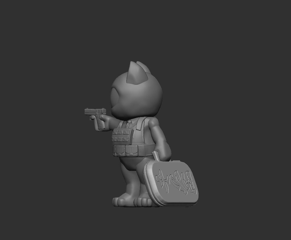 The  Lucky Rob Cat with Glock 3D print model_4