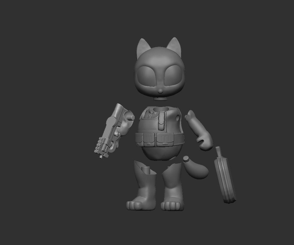 The  Lucky Rob Cat with P90 3D print model_7