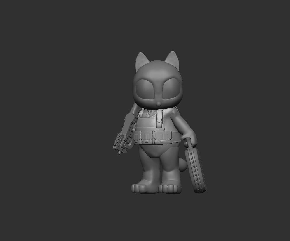 The  Lucky Rob Cat with P90 3D print model_3