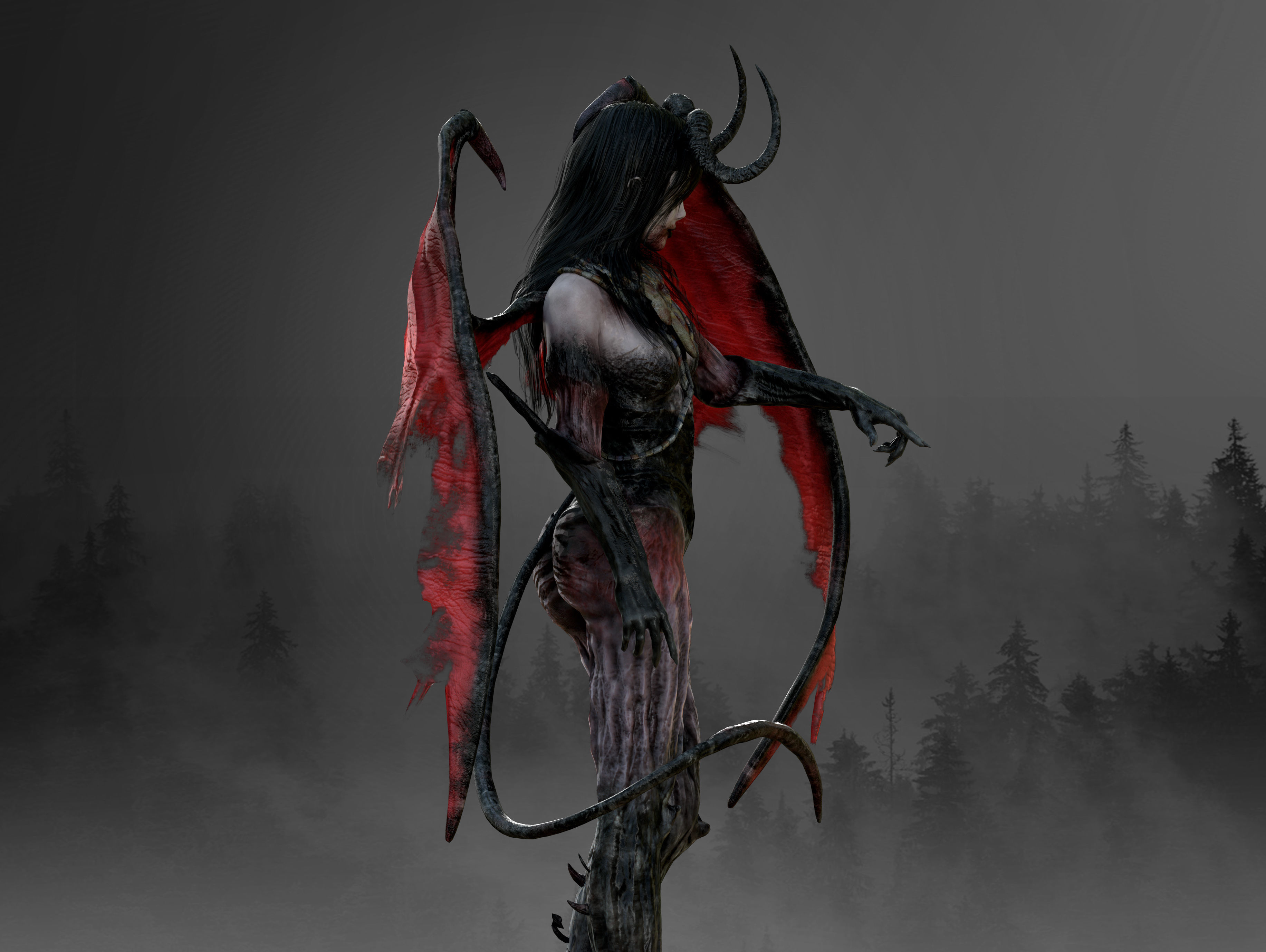 Succubus Low-poly 3D model_9