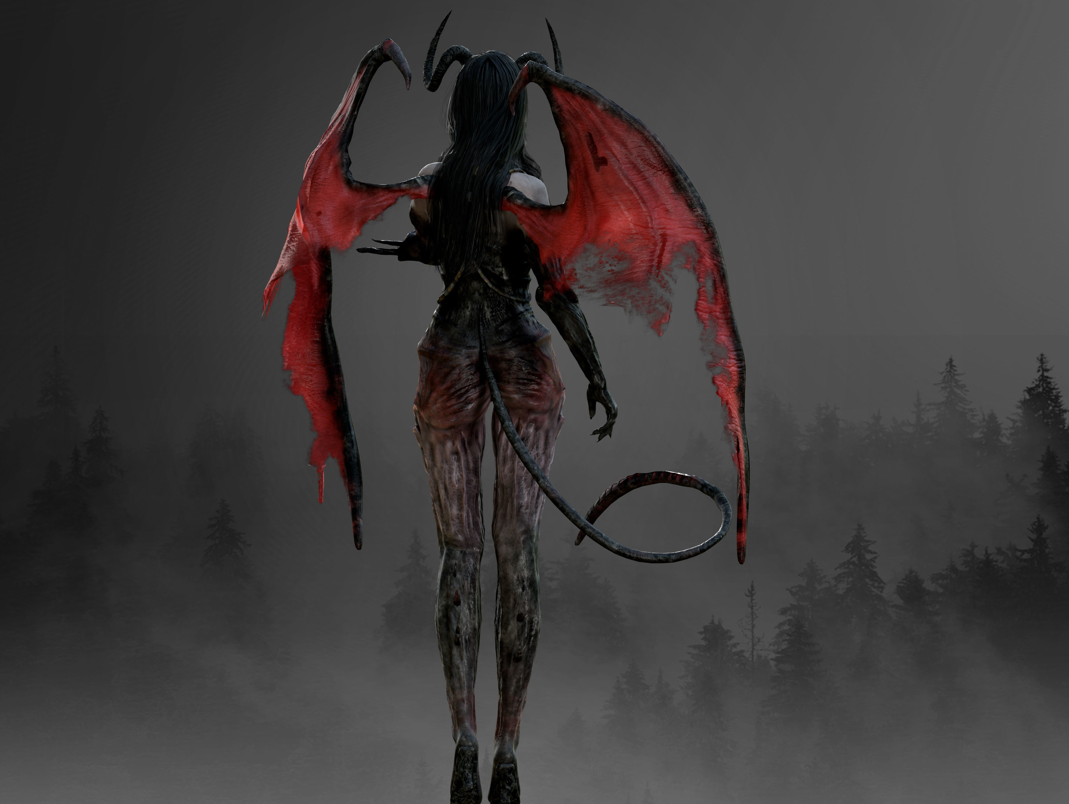 Succubus Low-poly 3D model_7