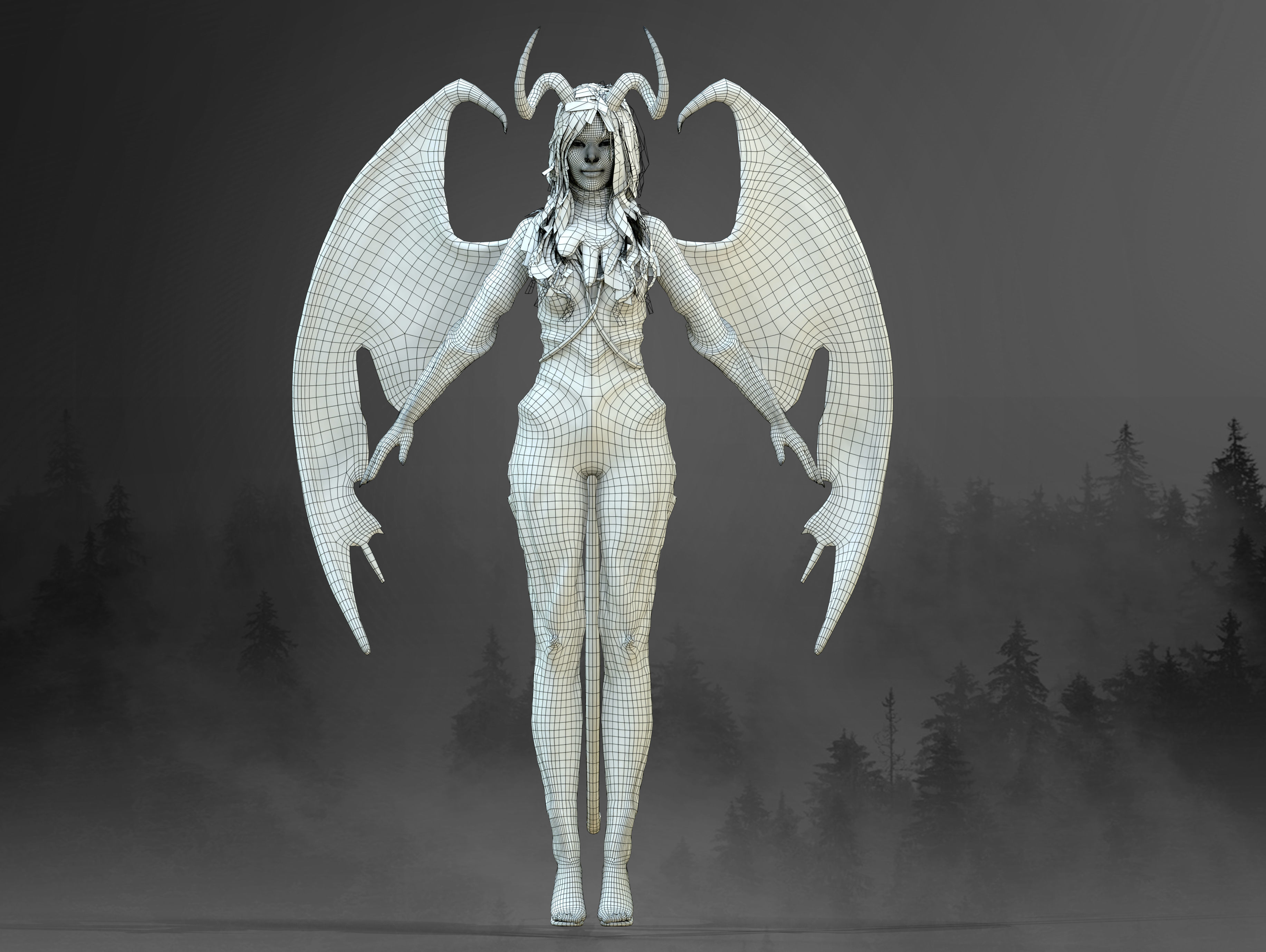 Succubus Low-poly 3D model_10