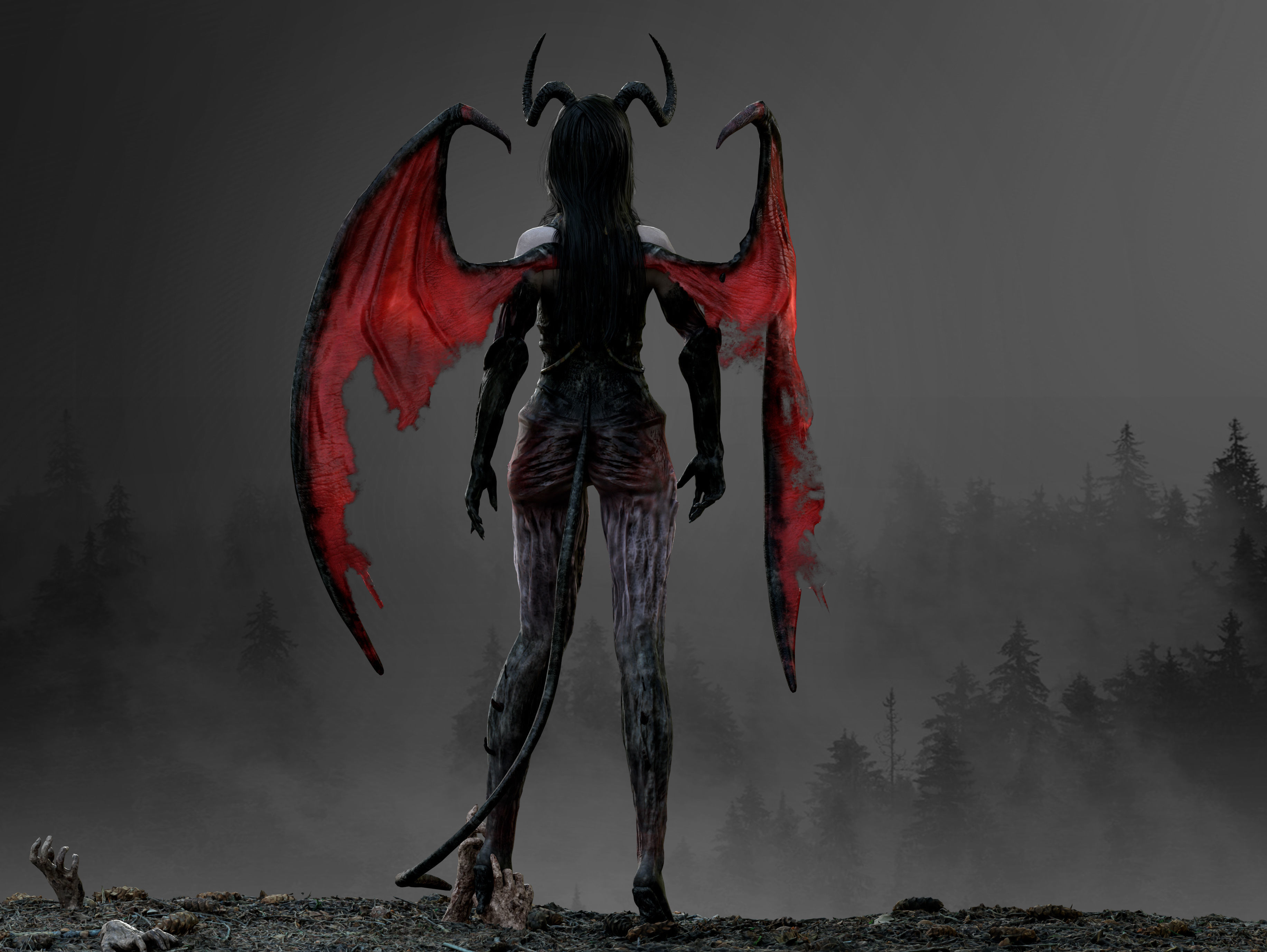 Succubus Low-poly 3D model_4