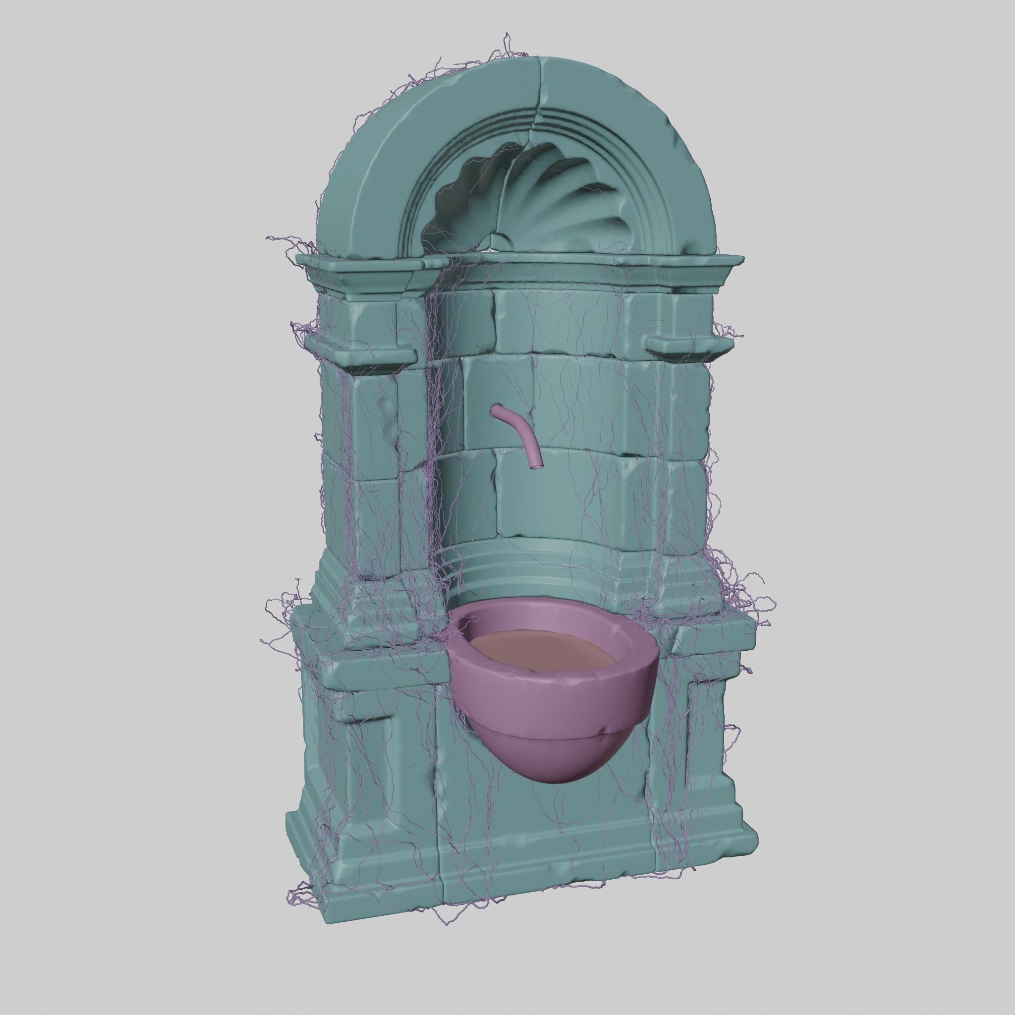 Interior Stone Fountains Low-poly 3D model_1