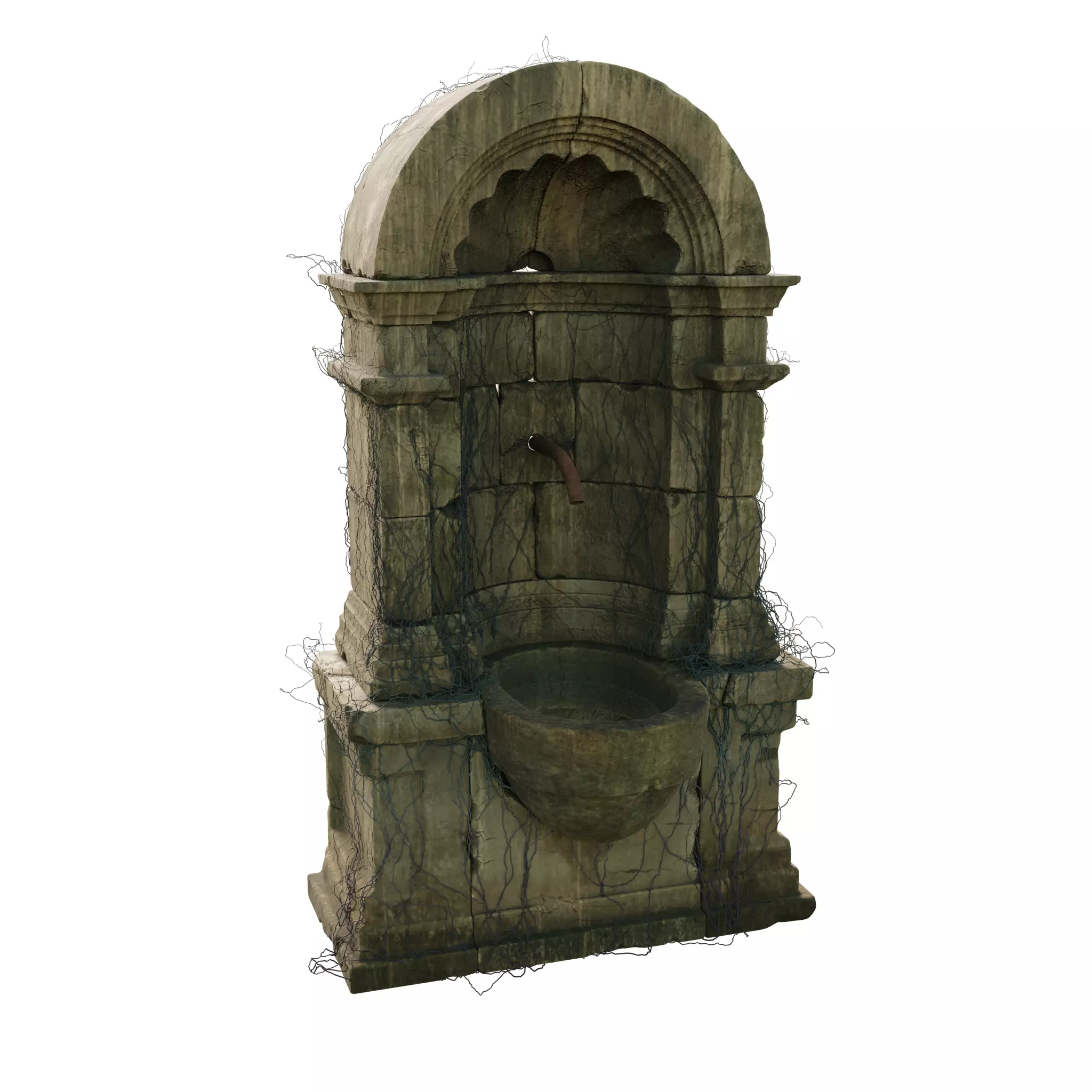 Interior Stone Fountains Low-poly 3D model_0