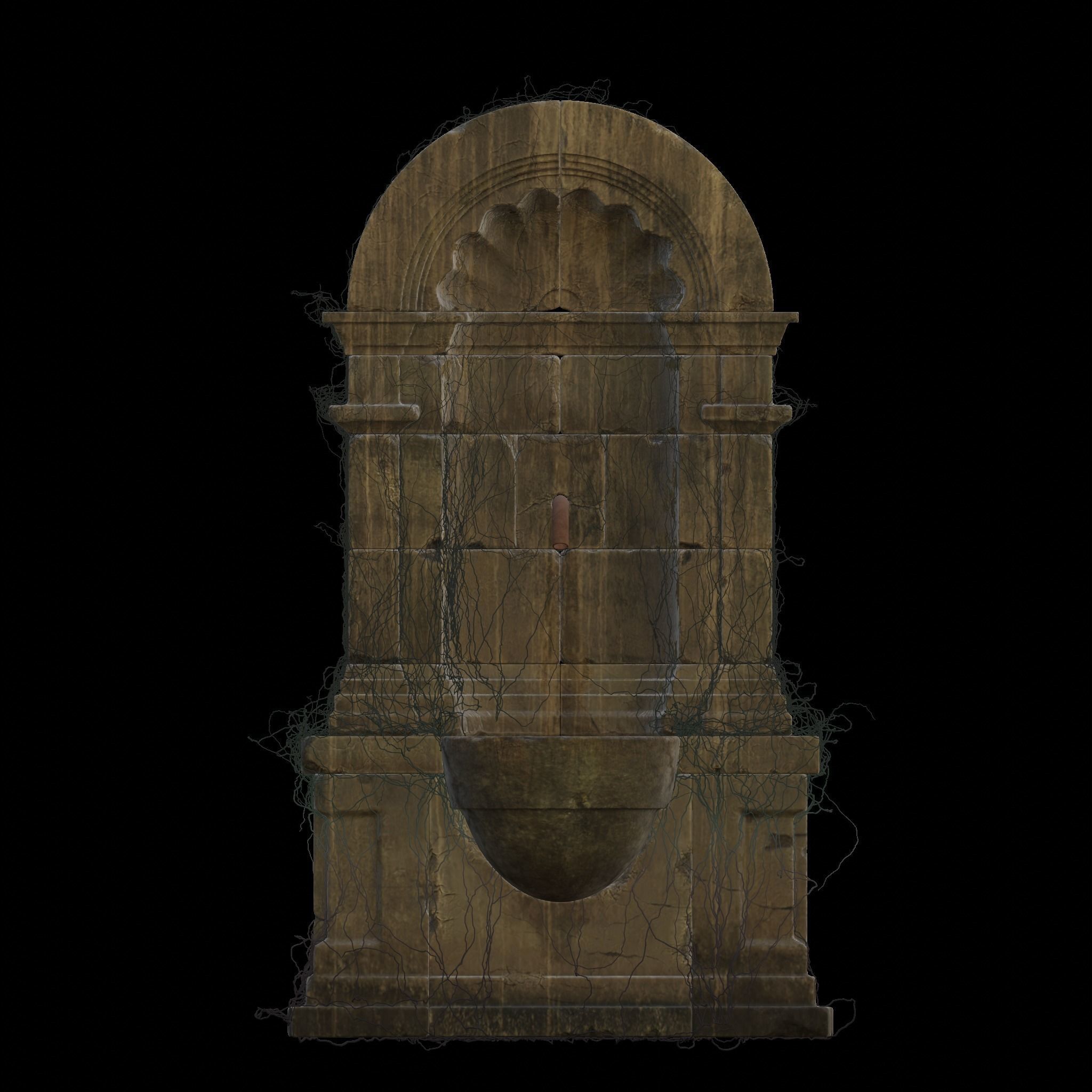 Interior Stone Fountains Low-poly 3D model_9