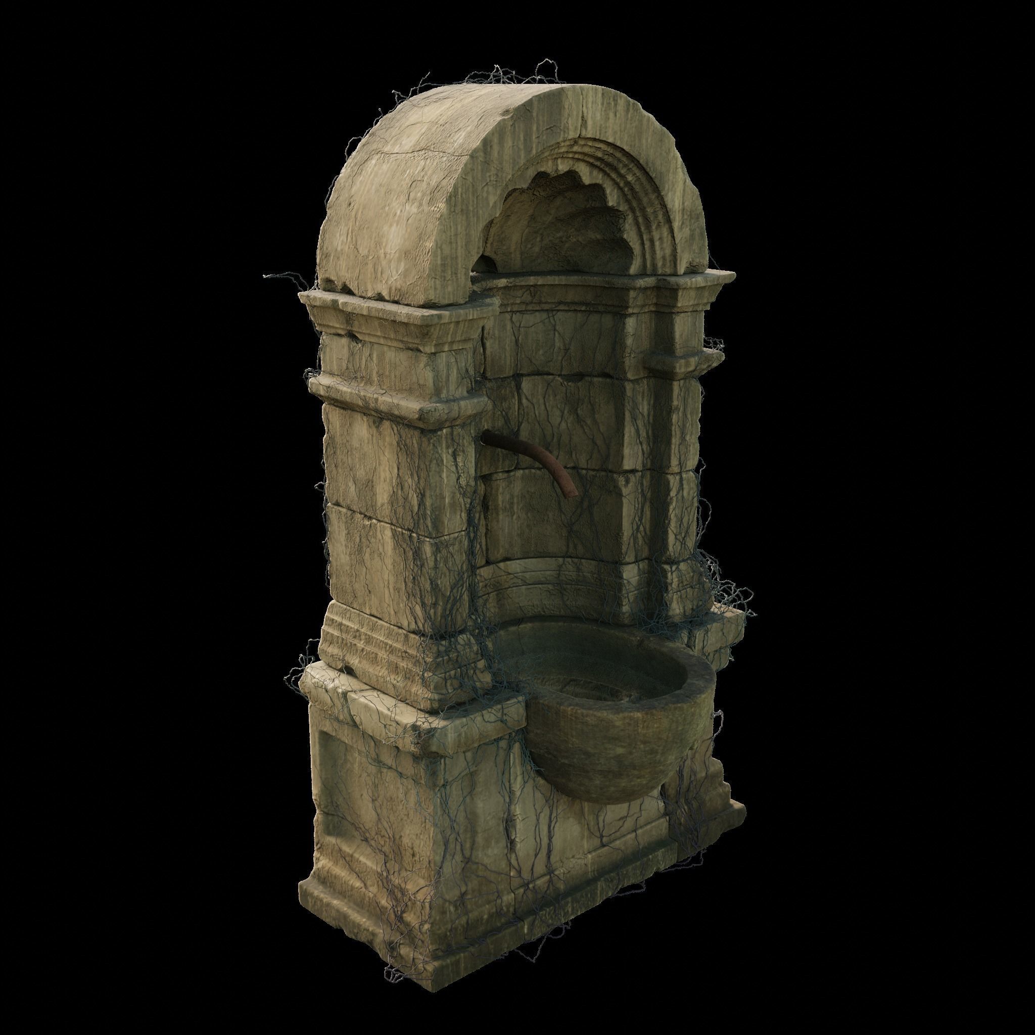 Interior Stone Fountains Low-poly 3D model_3
