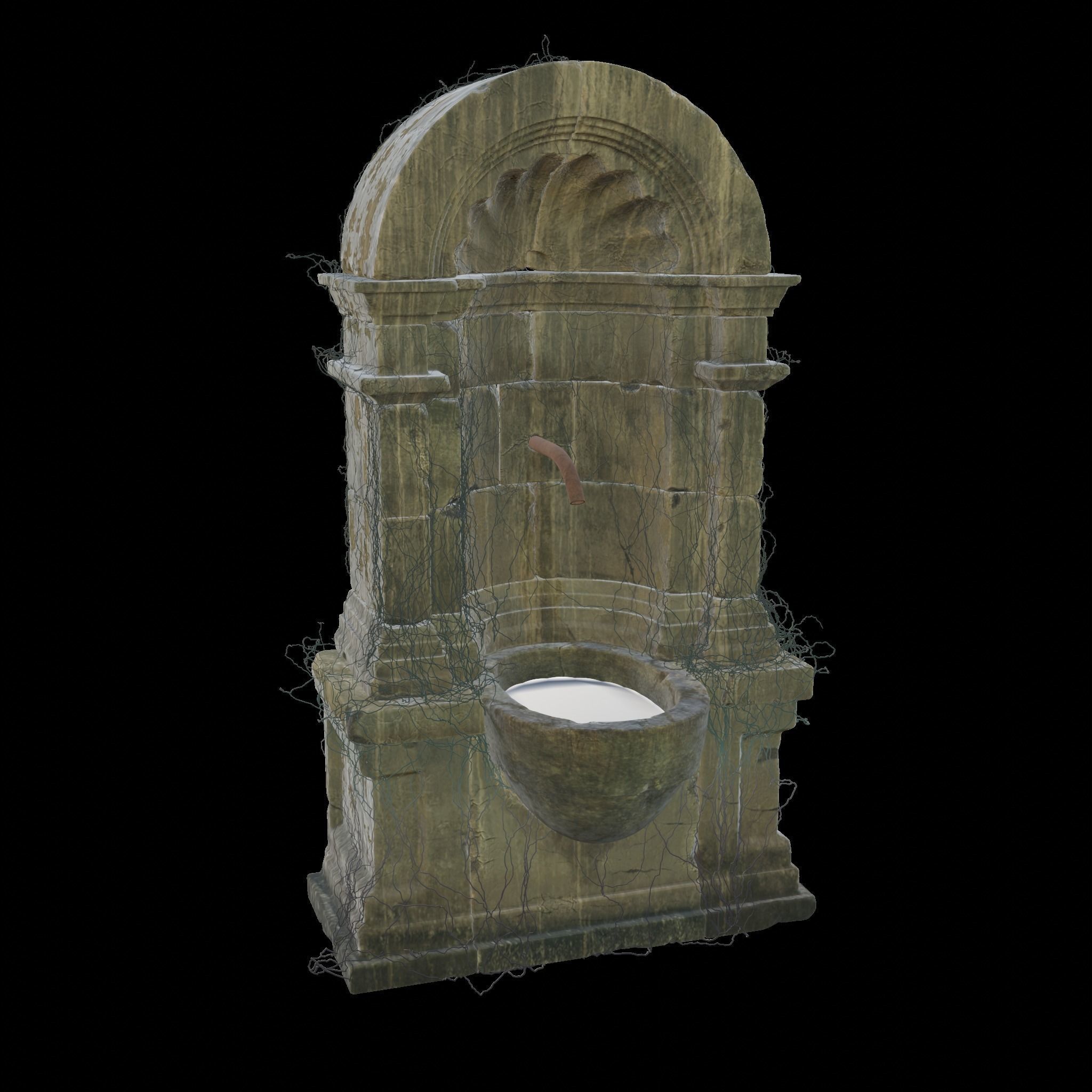 Interior Stone Fountains Low-poly 3D model_2