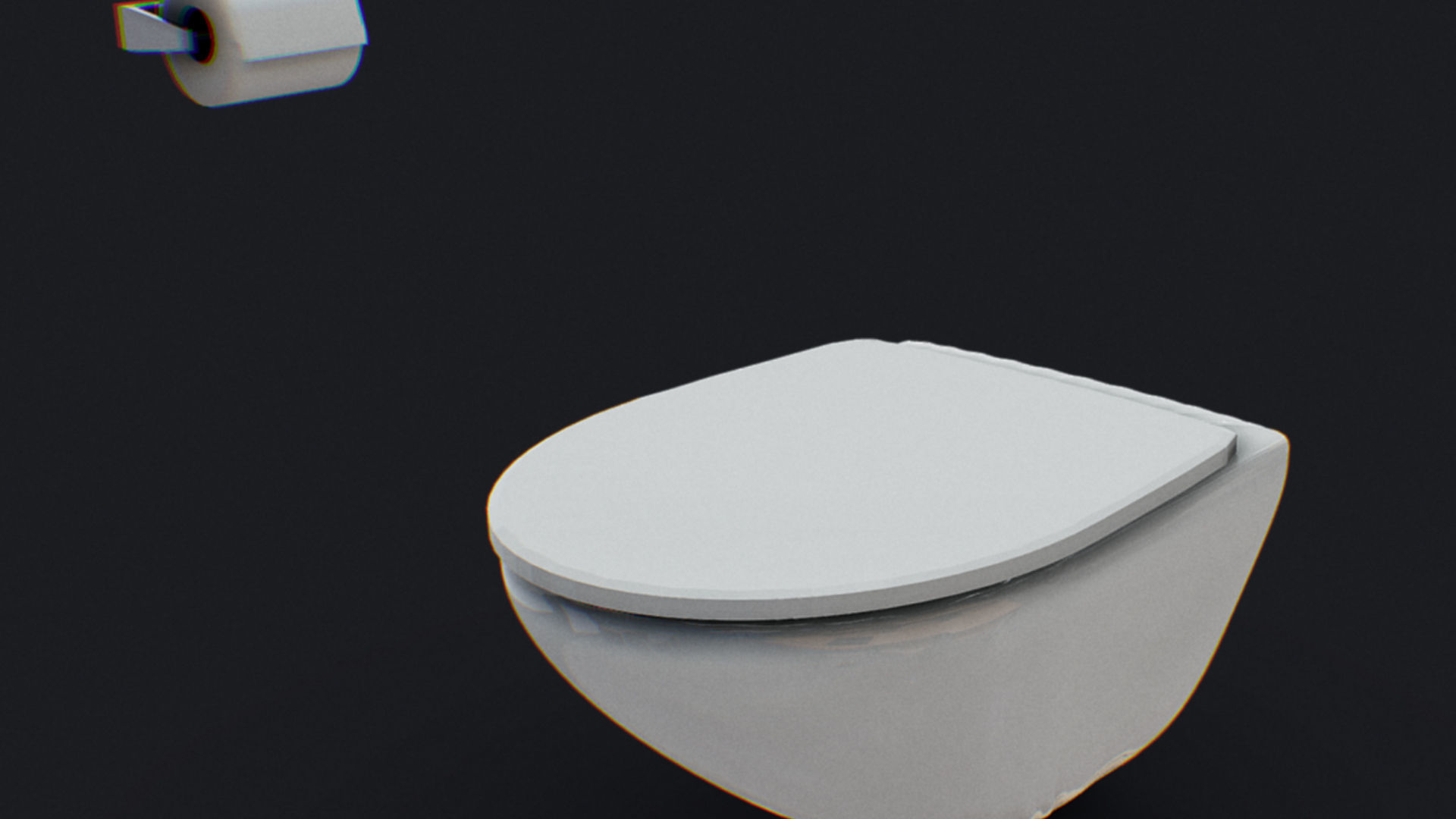 Toilet with Toiletpaper Low-poly 3D model_1