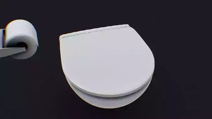 Toilet with Toiletpaper Low-poly 3D model
