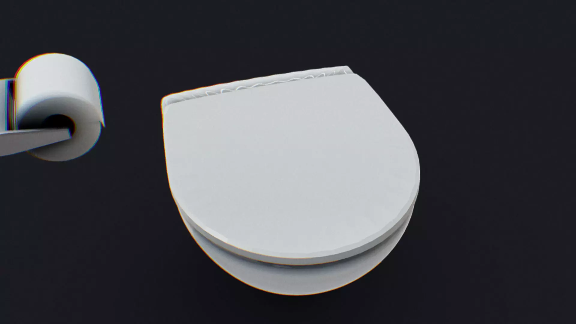 Toilet with Toiletpaper Low-poly 3D model_0