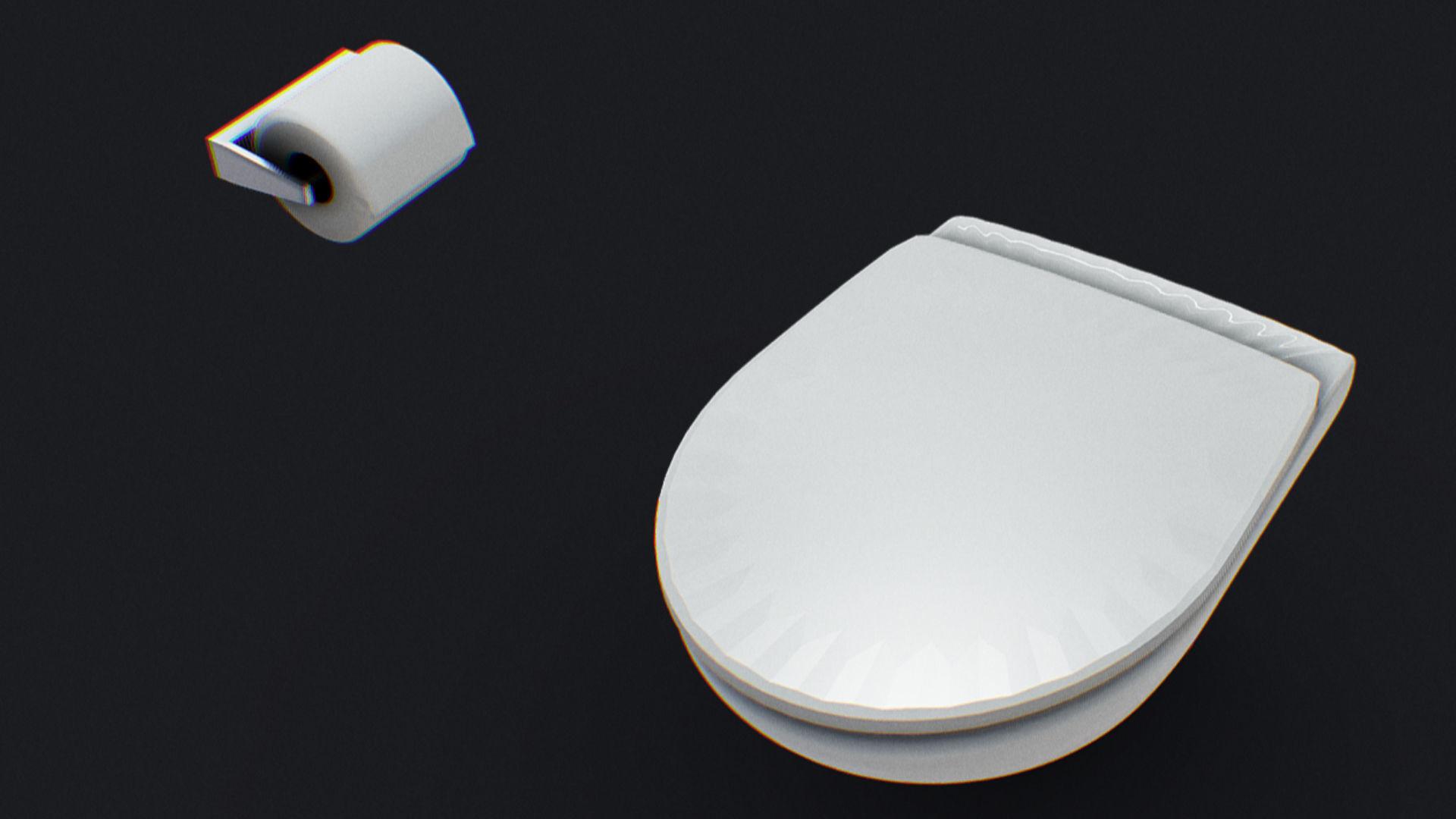 Toilet with Toiletpaper Low-poly 3D model_2