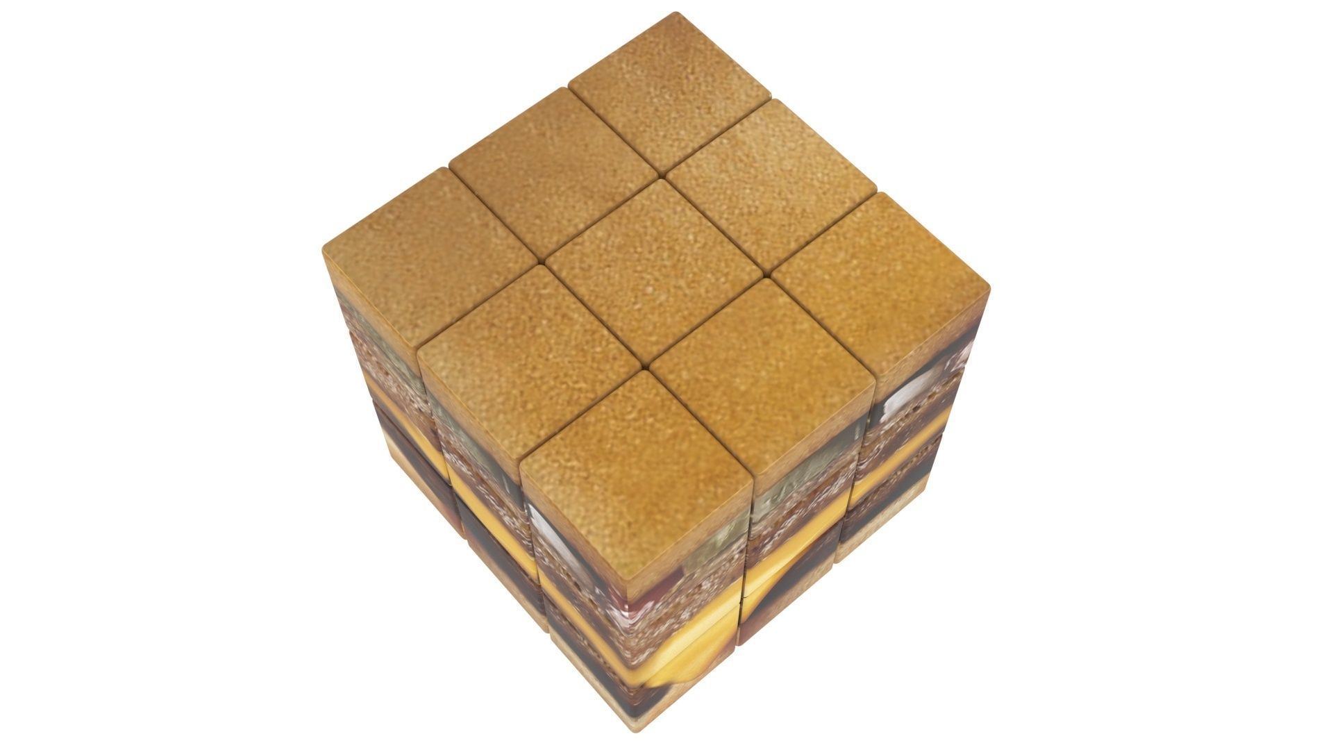 Burger Rubiks Cube 3D model_3