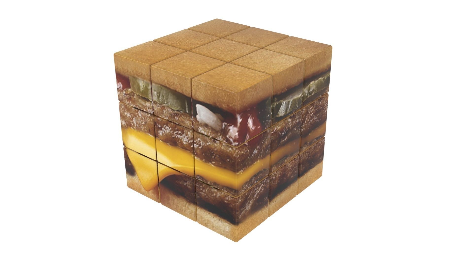 Burger Rubiks Cube 3D model_4