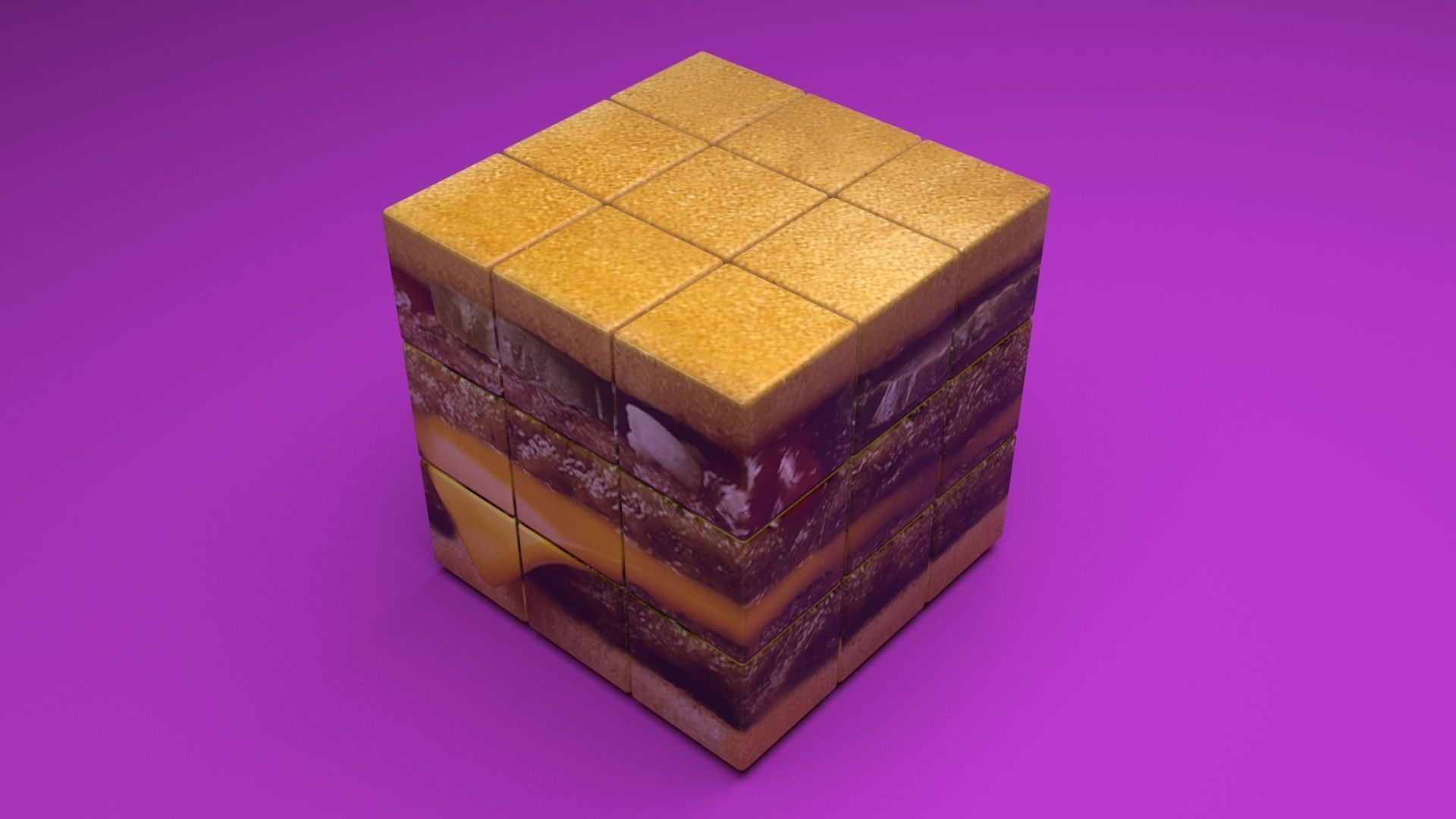 Burger Rubiks Cube 3D model_14