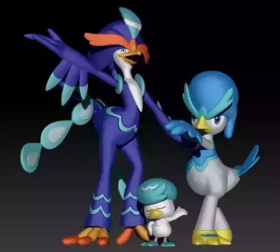 Pokemon Quaxly Quaxwell Quaquaval 3D print model