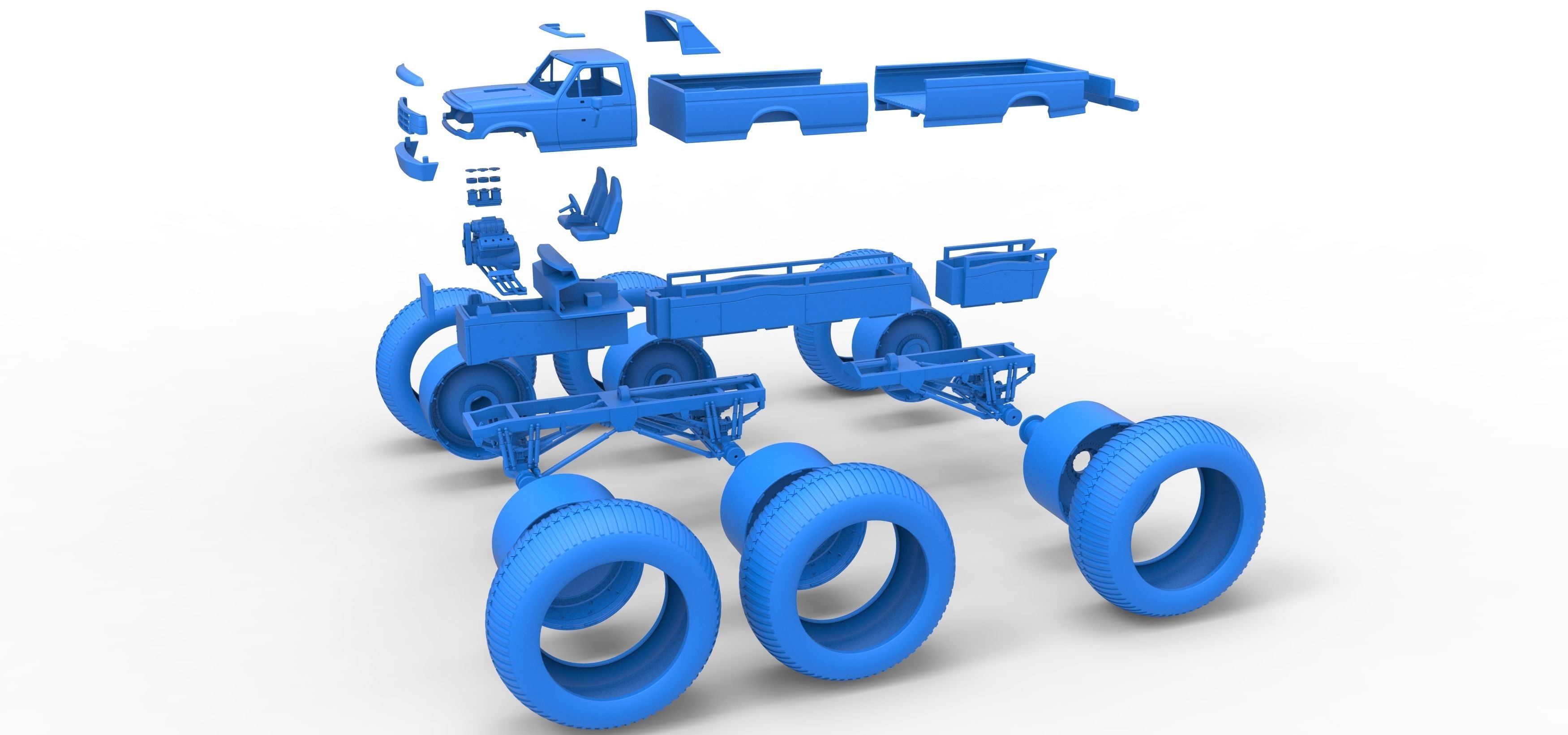 Monster Truck 6x6 concept Version 3 Scale 1 to 25 3D print model_35