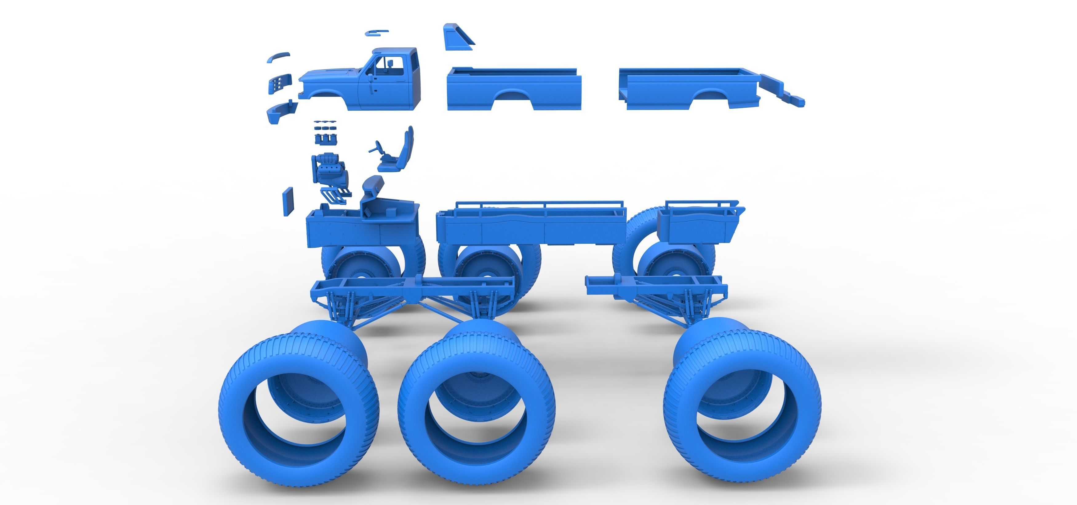 Monster Truck 6x6 concept Version 3 Scale 1 to 25 3D print model_39