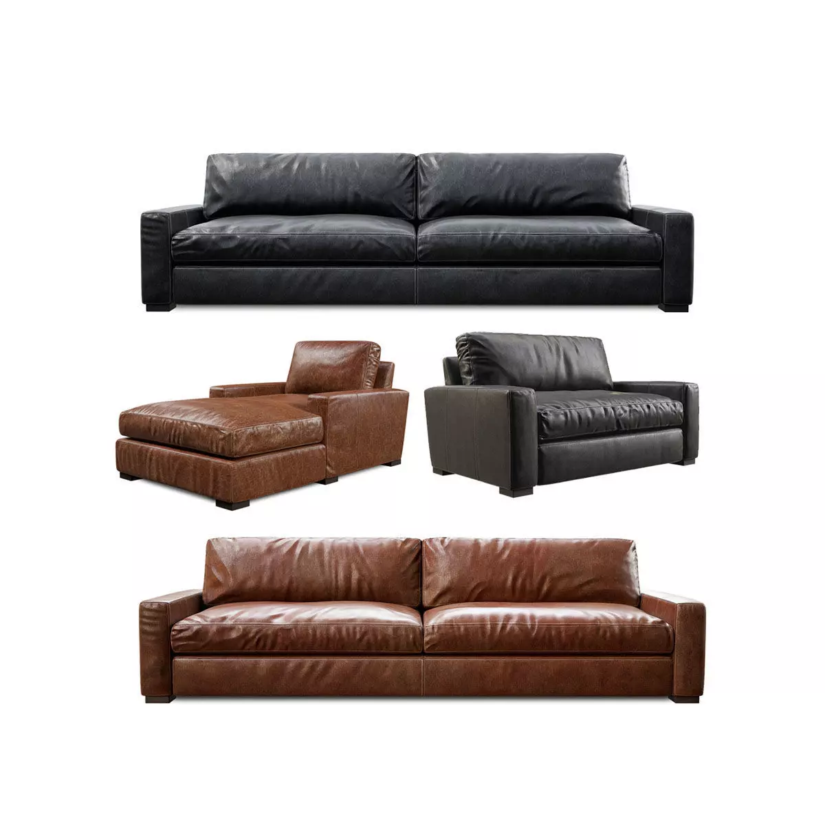 Maxwell Leather Chaise 3D Model Collection_0