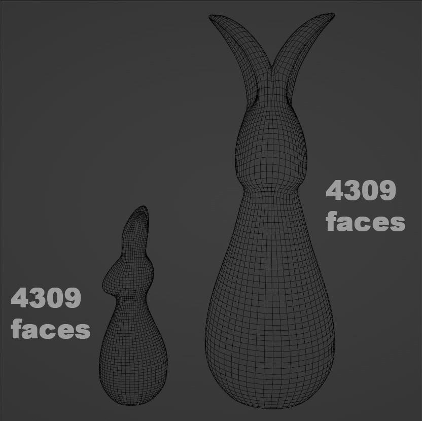 Three  pairs figurines of rabbits large and small for decoration 3D model_5