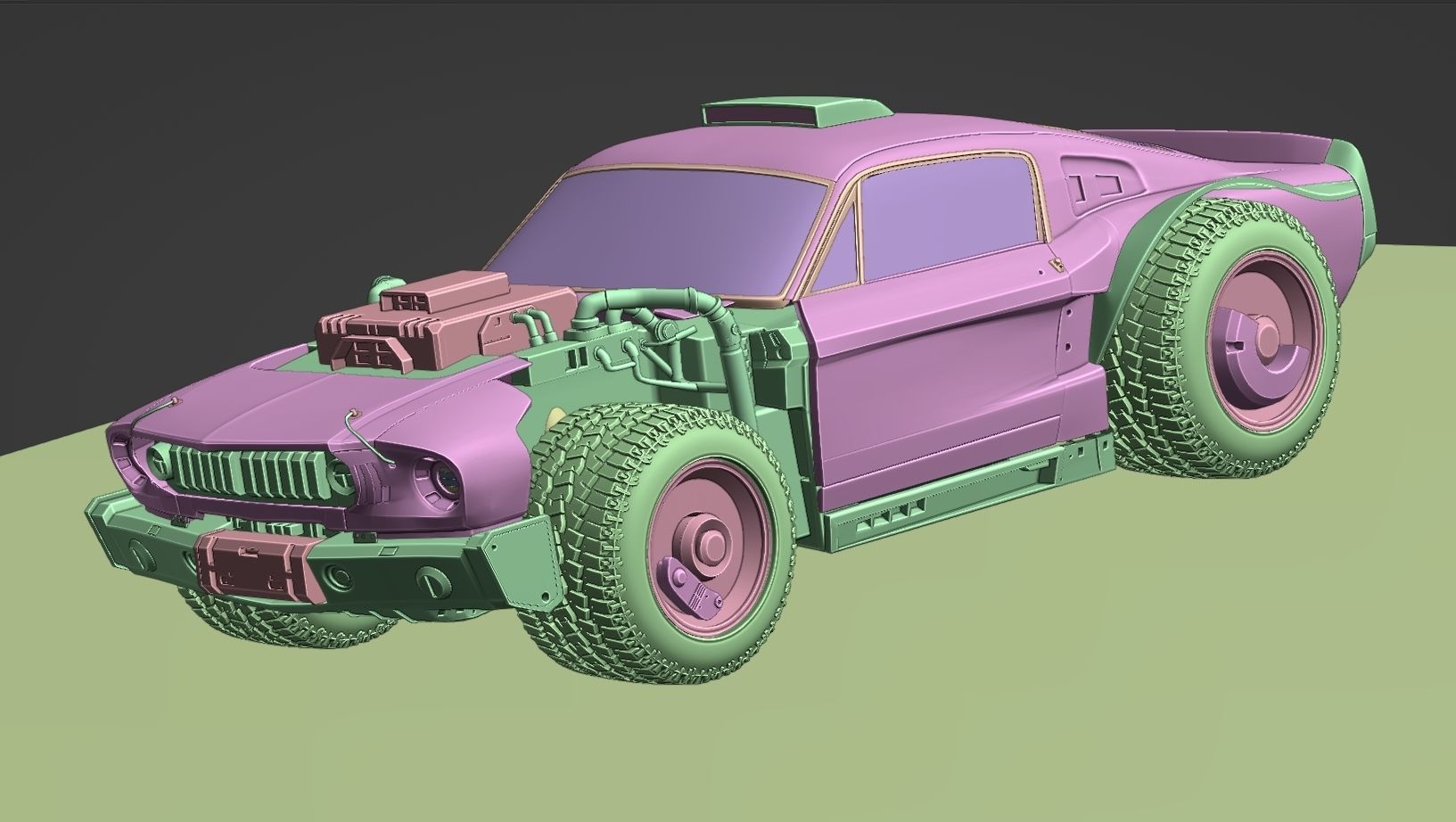 CYBERPUNK MUSTANG 3d model Low-poly 3D model_11