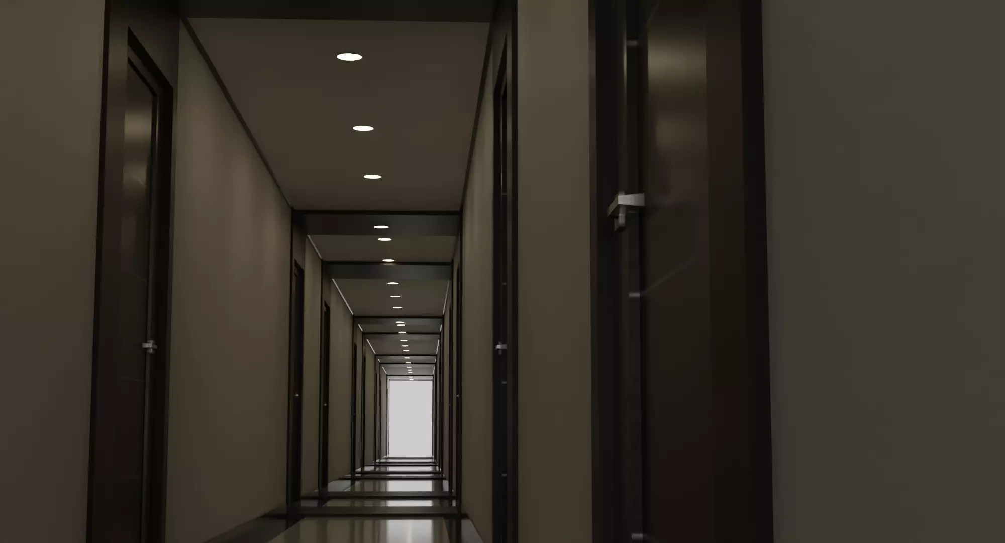Corridor Hallway Low-poly 3D model_0