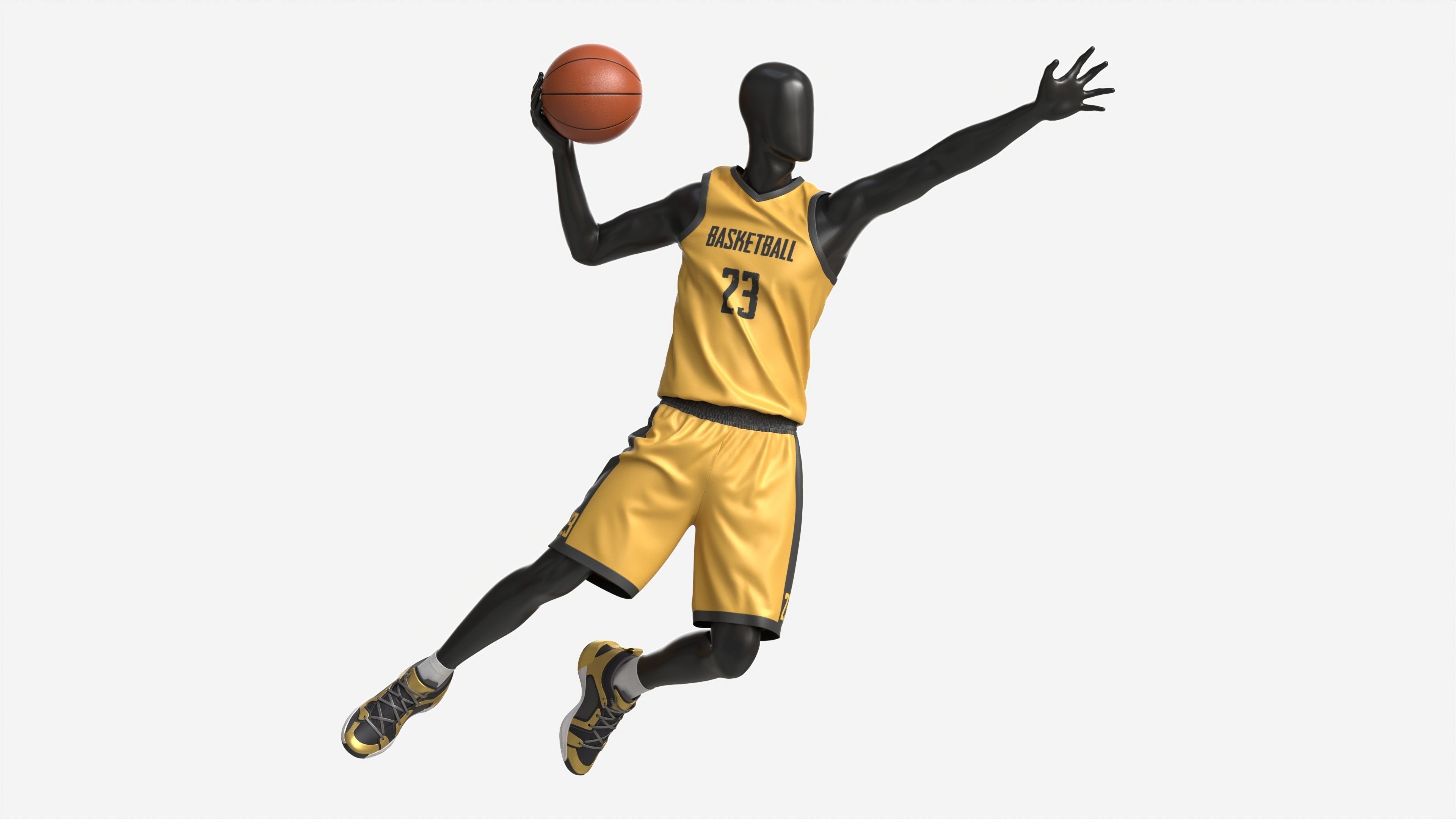 Male Mannequin in Basketball Uniform in Action 01 3D model_5