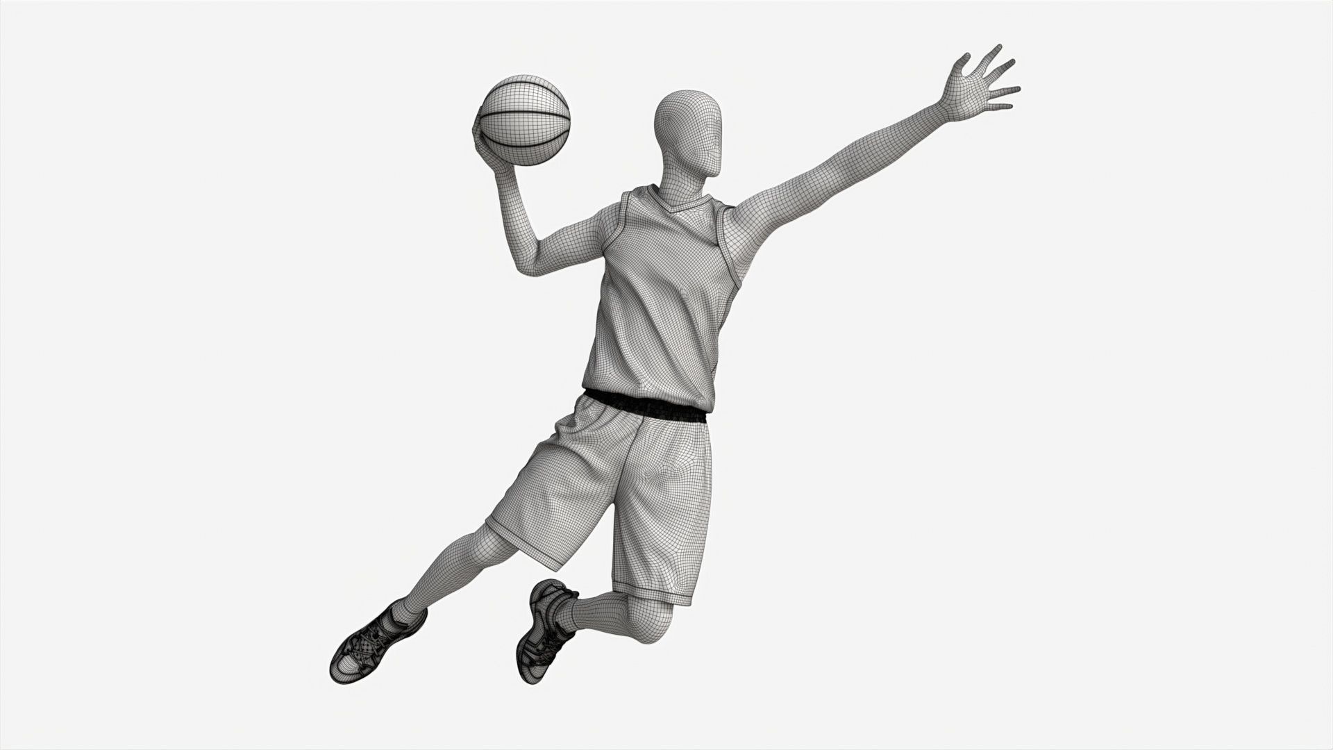 Male Mannequin in Basketball Uniform in Action 01 3D model_7
