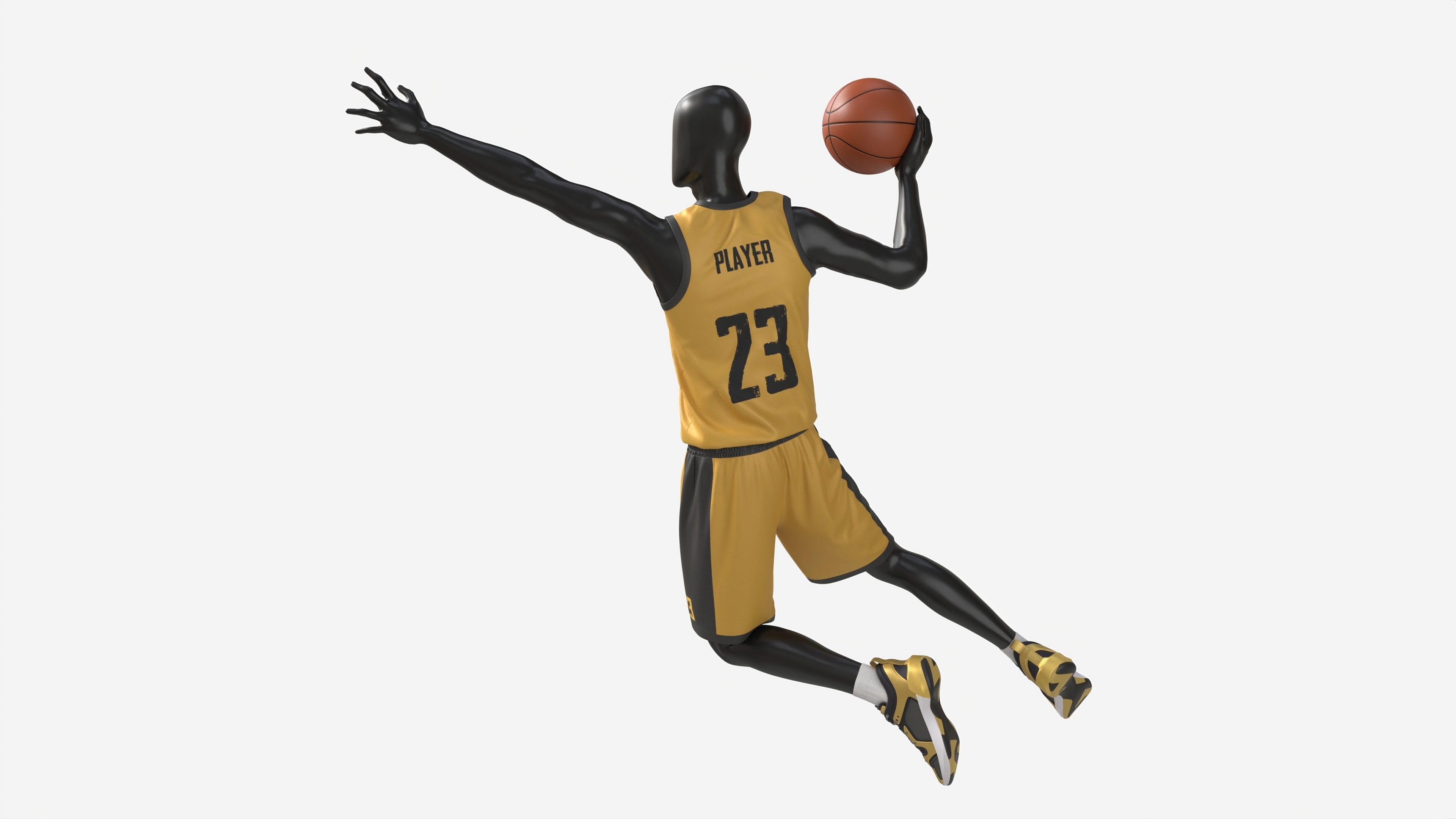 Male Mannequin in Basketball Uniform in Action 01 3D model_1