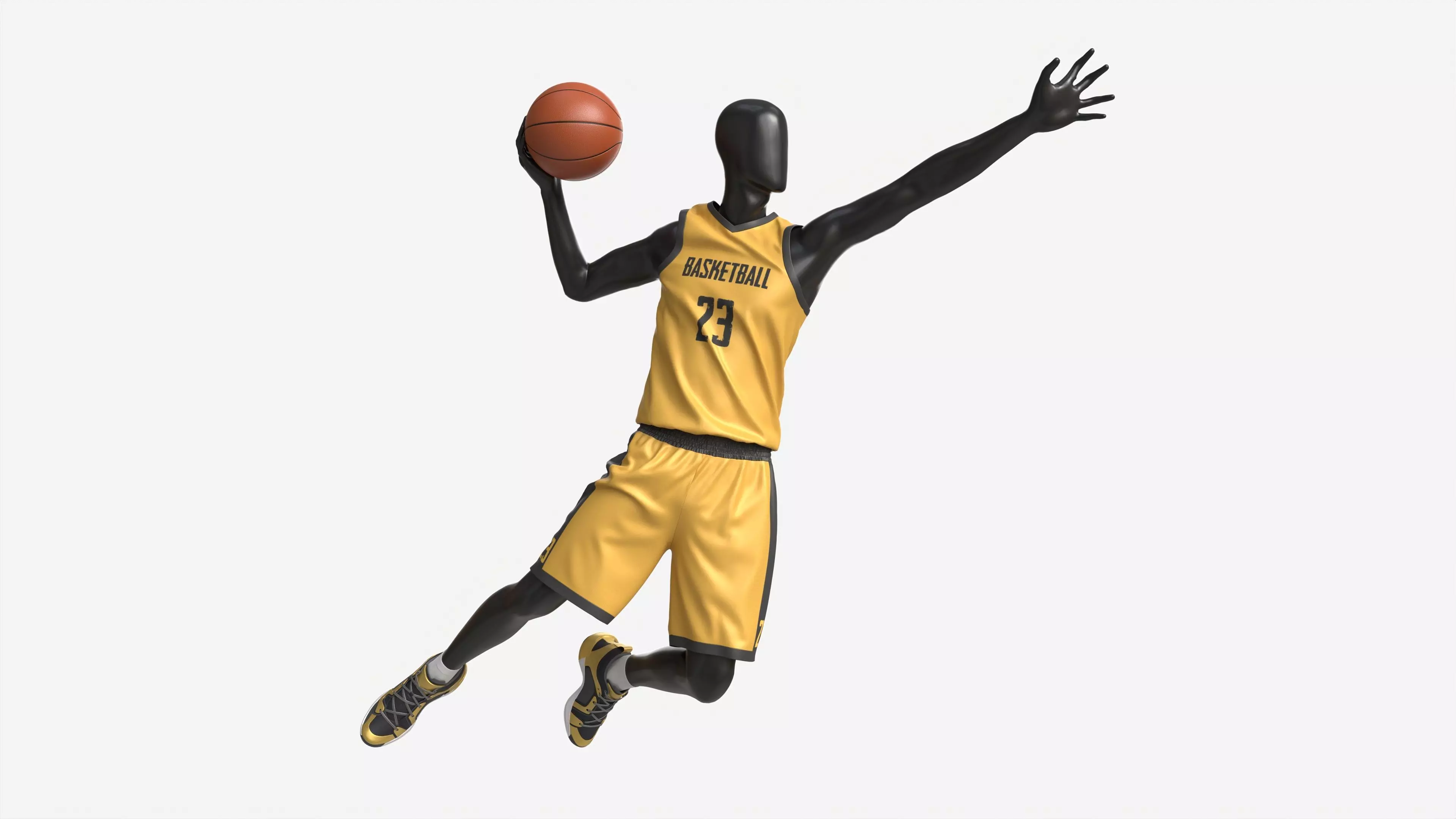 Male Mannequin in Basketball Uniform in Action 01 3D model_0