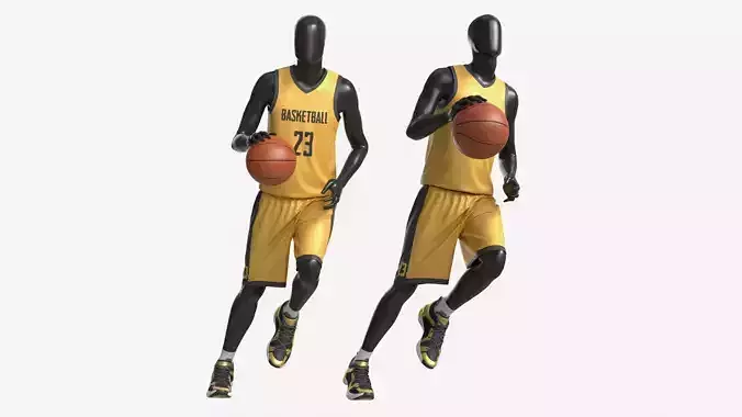 Male Mannequin in Basketball Uniform in Action 02