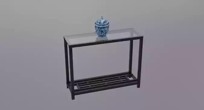 Table with China Pot Low-poly 3D model