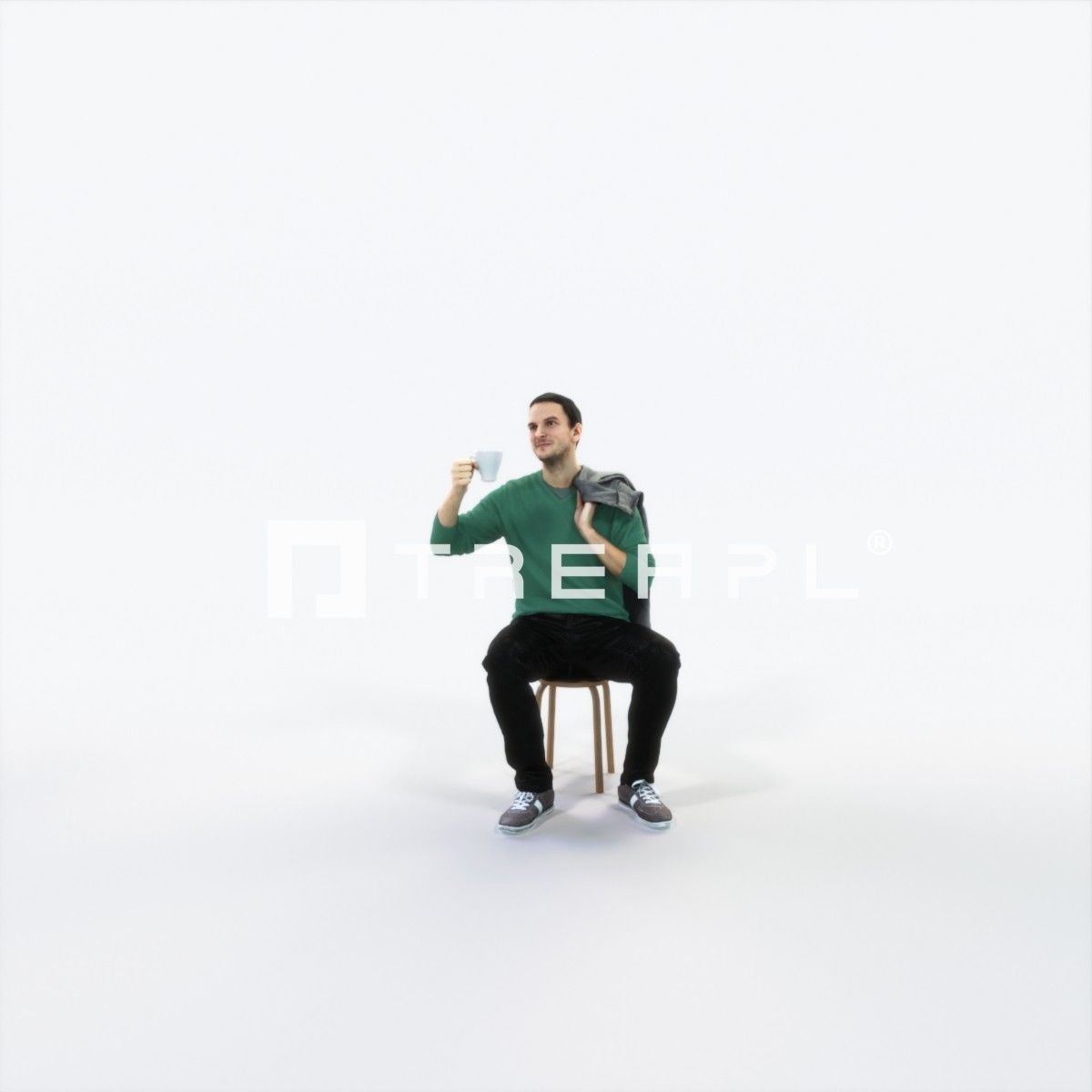 Jest 02G Drinking Coffee Sitting Casual Man Low-poly 3D model_1