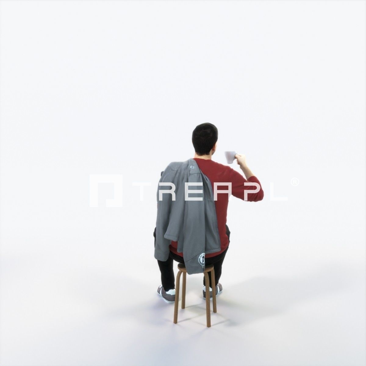 Jest 02D Drinking Coffee Sitting Casual Man Low-poly 3D model_4